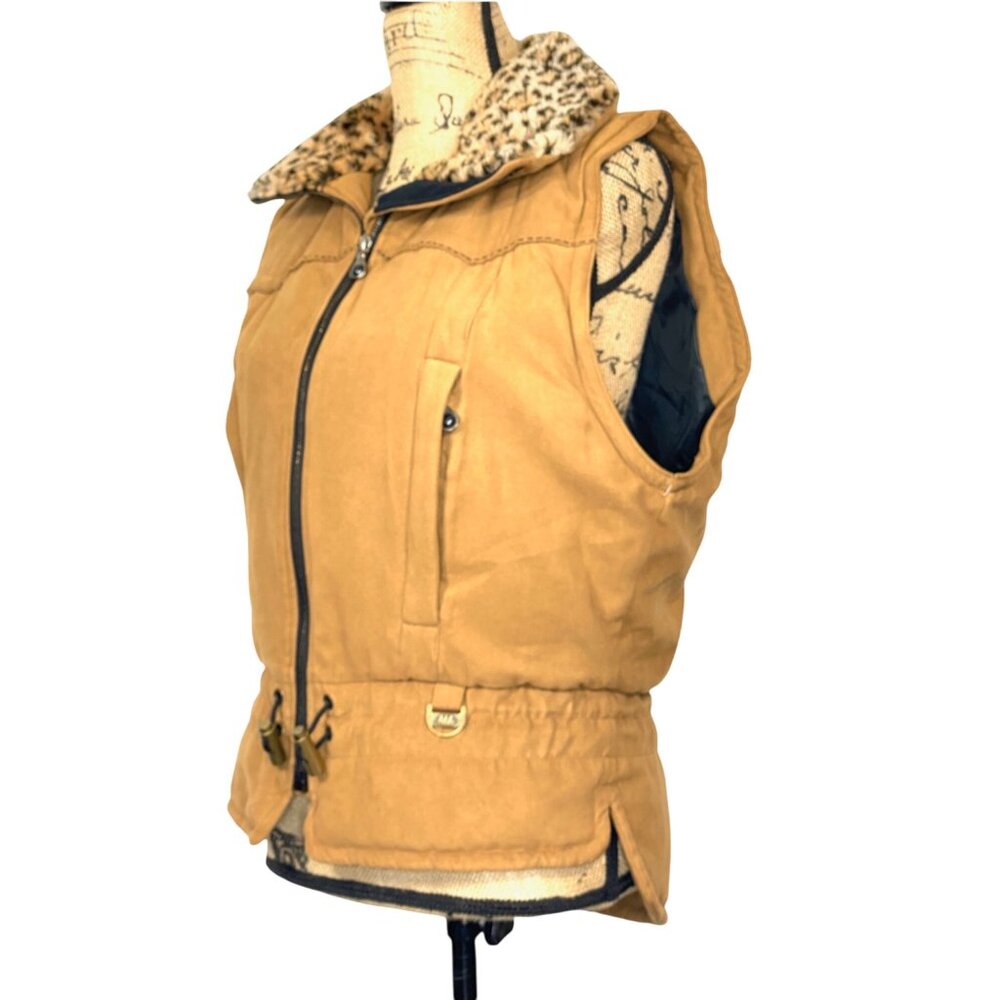 Vintage Nils Resort Collection Zip Vest Leopard Collar Full Zip S/M - Picture 13 of 17